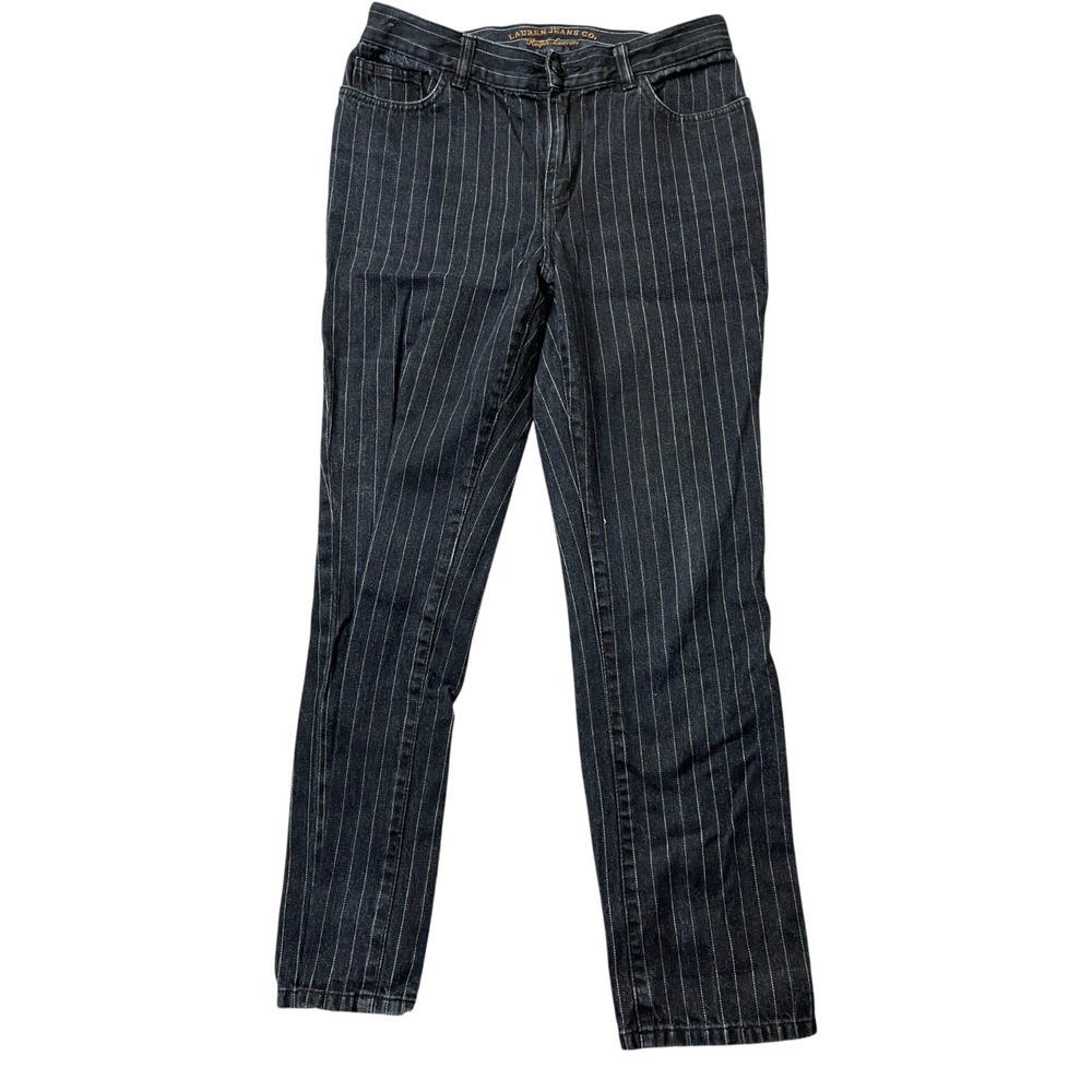 Lauren Jean‎ Co. Ralph Lauren 6P Ankle Cotton Blend Jeans Striped (hem wear)
